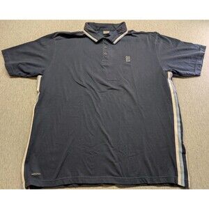 Vintage Nike Tennis Challenge Court Polo Shirt Mens Size XXL Agassi Striped Blue